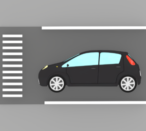 横断歩道で止まる車のイラスト