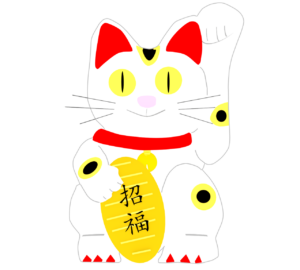 縦目のかわいい招き猫のイラスト