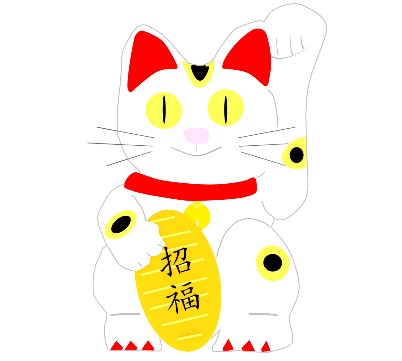 縦目のかわいい招き猫のイラスト
