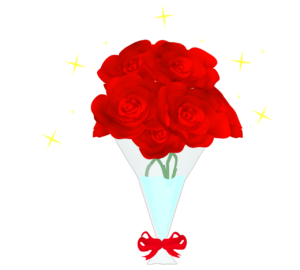かわいい花束のイラスト（薔薇）
