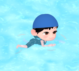 平泳ぎをする女の子のイラスト