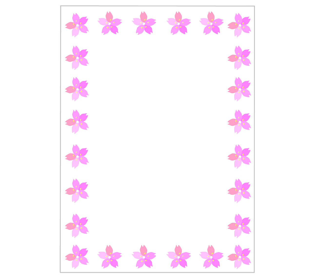 かわいい桜の花で囲むフレーム