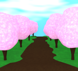 かわいい桜並木のイラスト