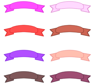 丸みのある赤色のリボンのイラスト