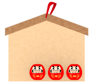 かわいいだるまの絵馬のイラスト