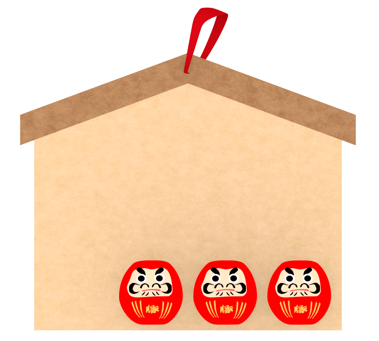 かわいいだるまの絵馬のイラスト