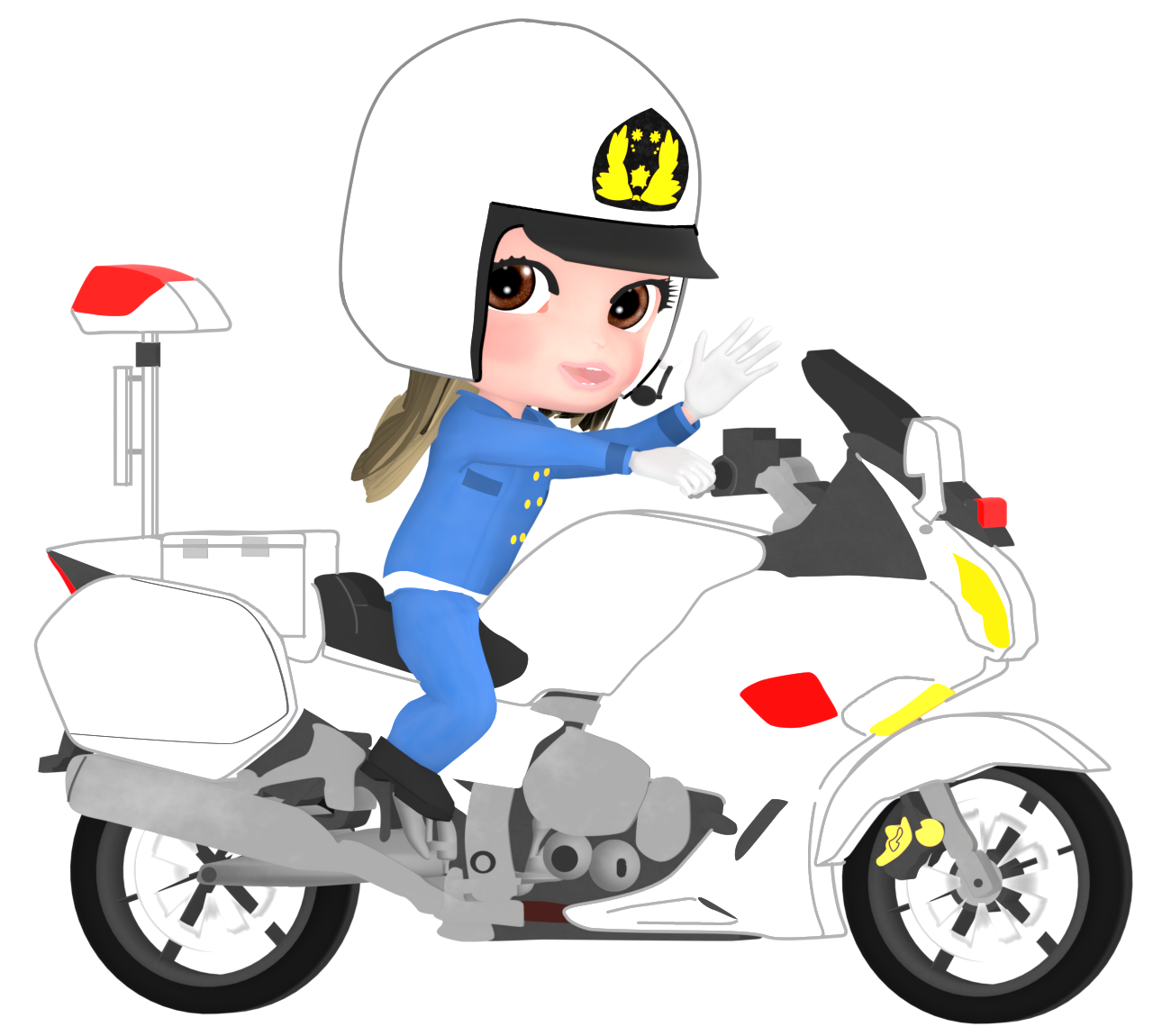 かわいい白バイ隊員のイラスト