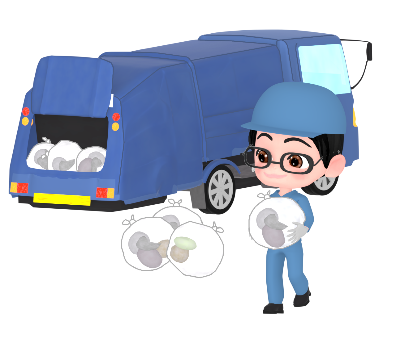 かわいいゴミ収集車のイラスト