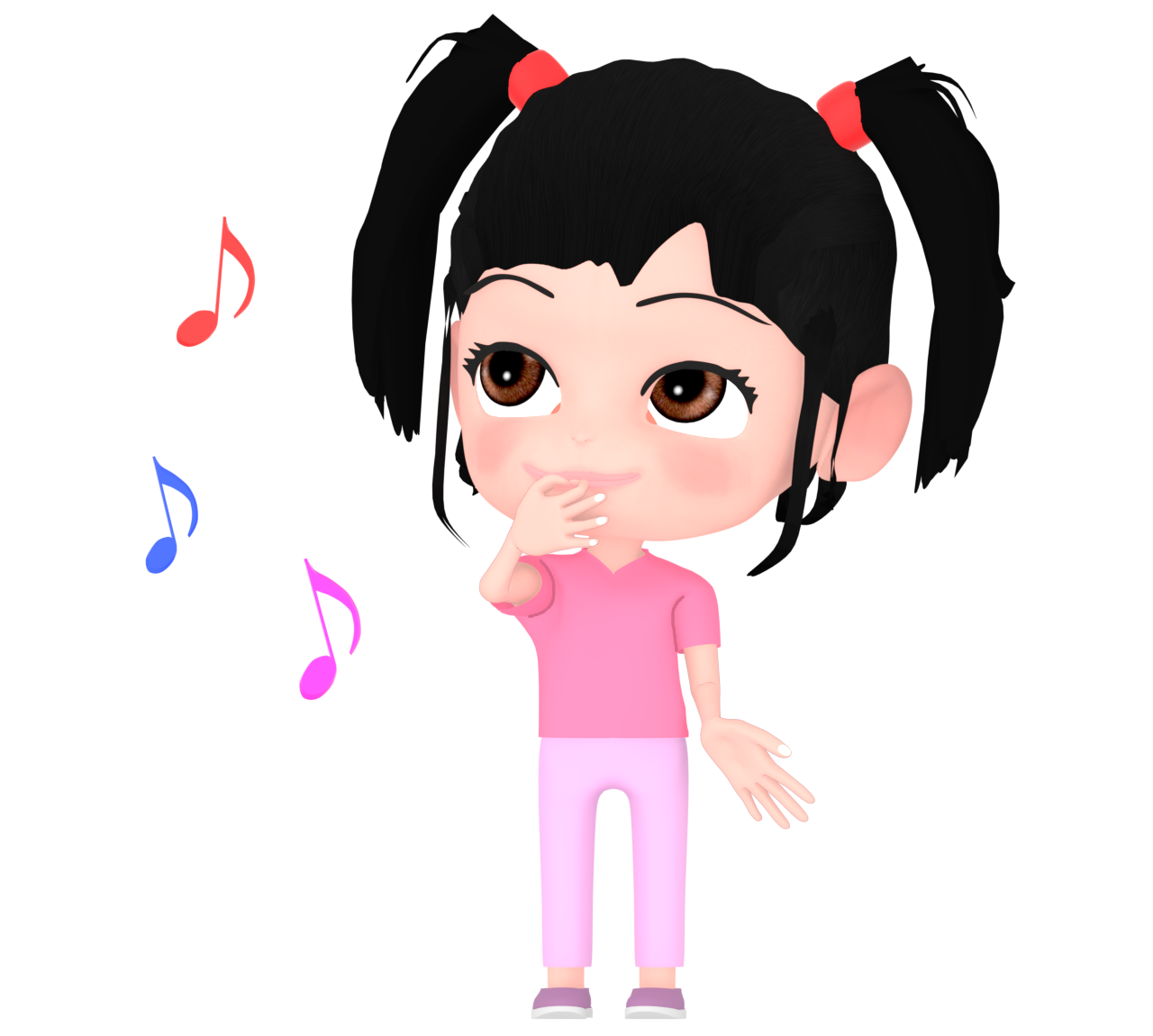 指笛を鳴らす可愛い女の子のイラスト