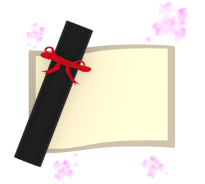 かわいい卒業証書と筒のイラスト