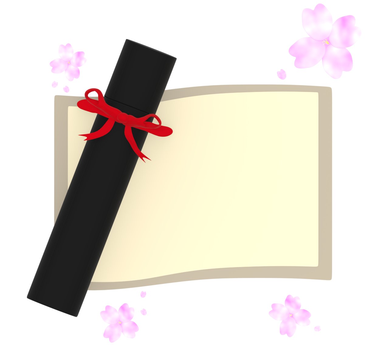 かわいい卒業証書と筒のイラスト