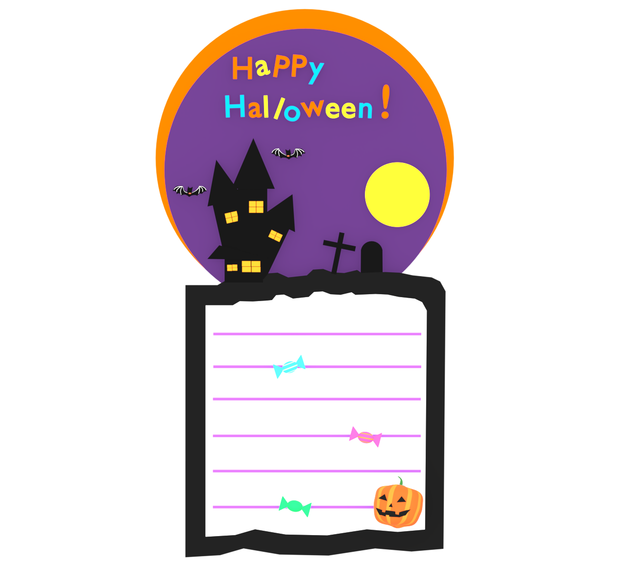 かわいいハロウィンのメッセージカード