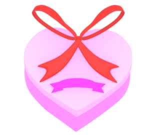 かわいいハートのプレゼントボックスのイラスト