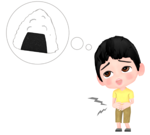 ペコペコにお腹が空いた男の子のイラスト