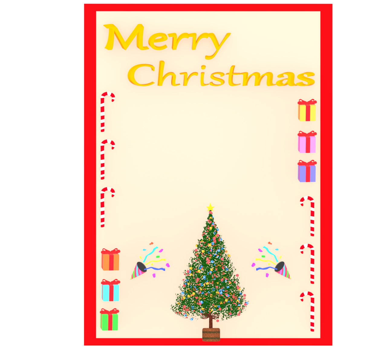 かわいいメリークリスマスのお手紙テンプレート