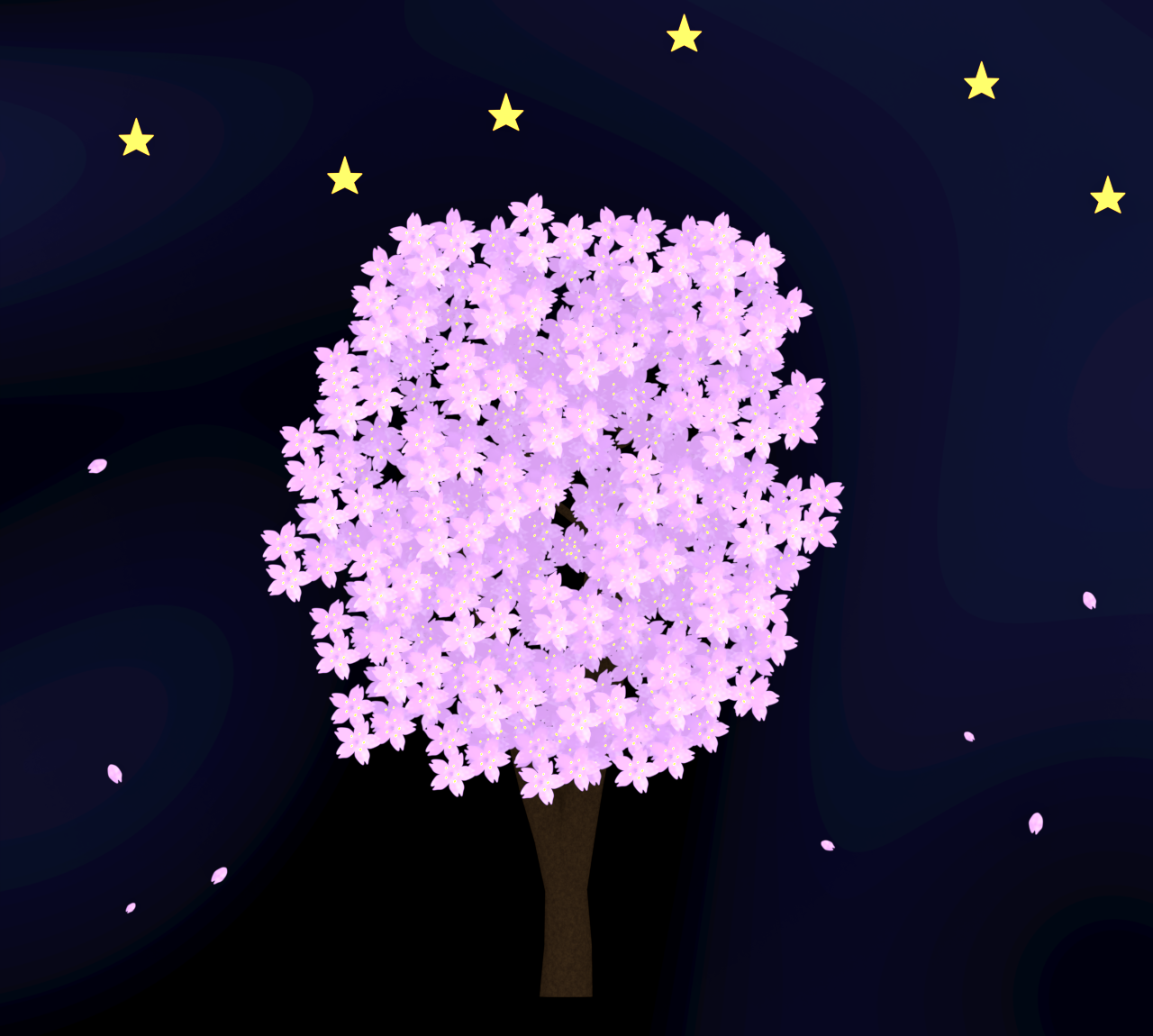 かわいい夜桜のイラスト