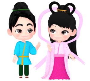 かわいい織姫と彦星のイラスト