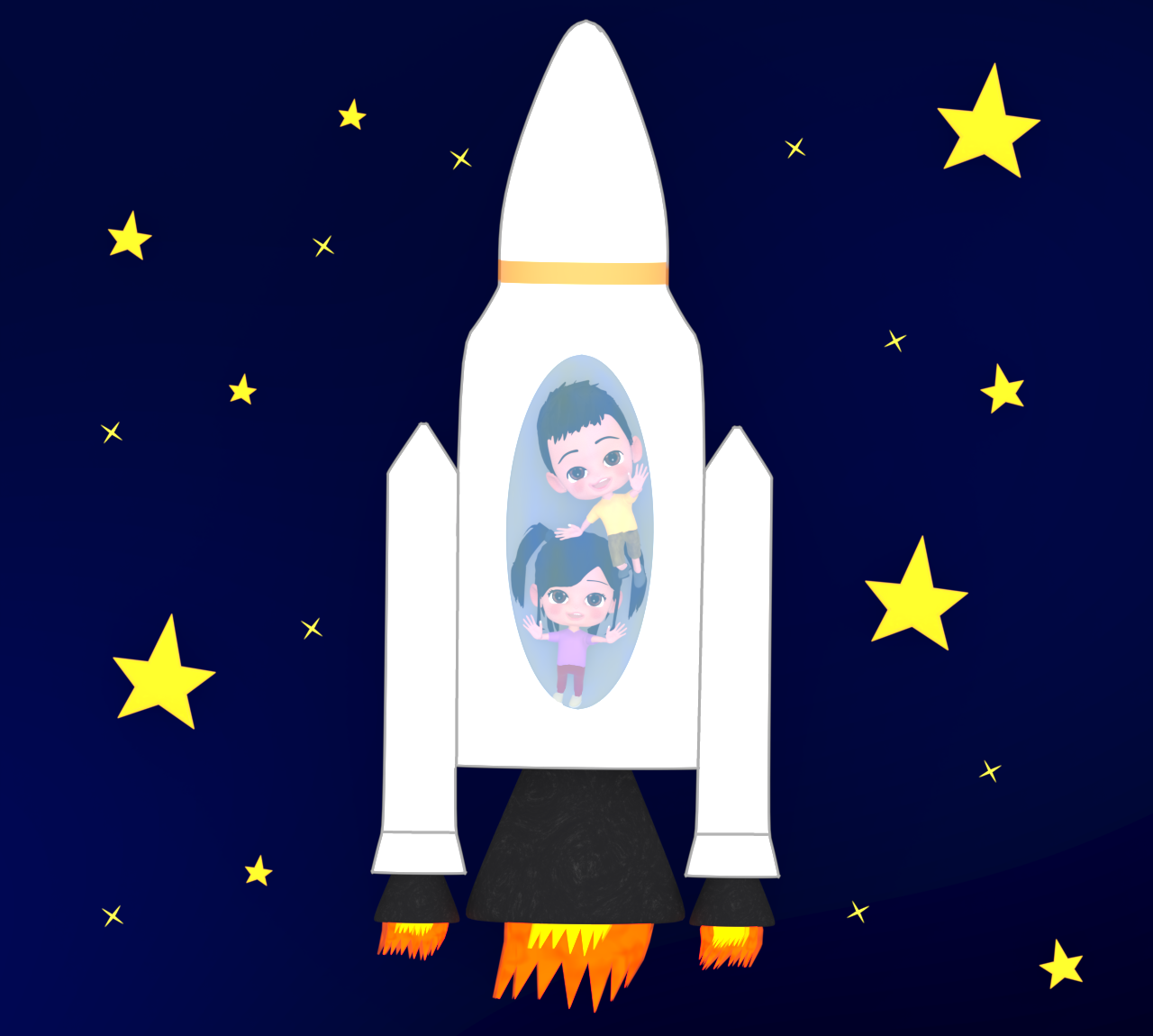 かわいいロケットのイラスト