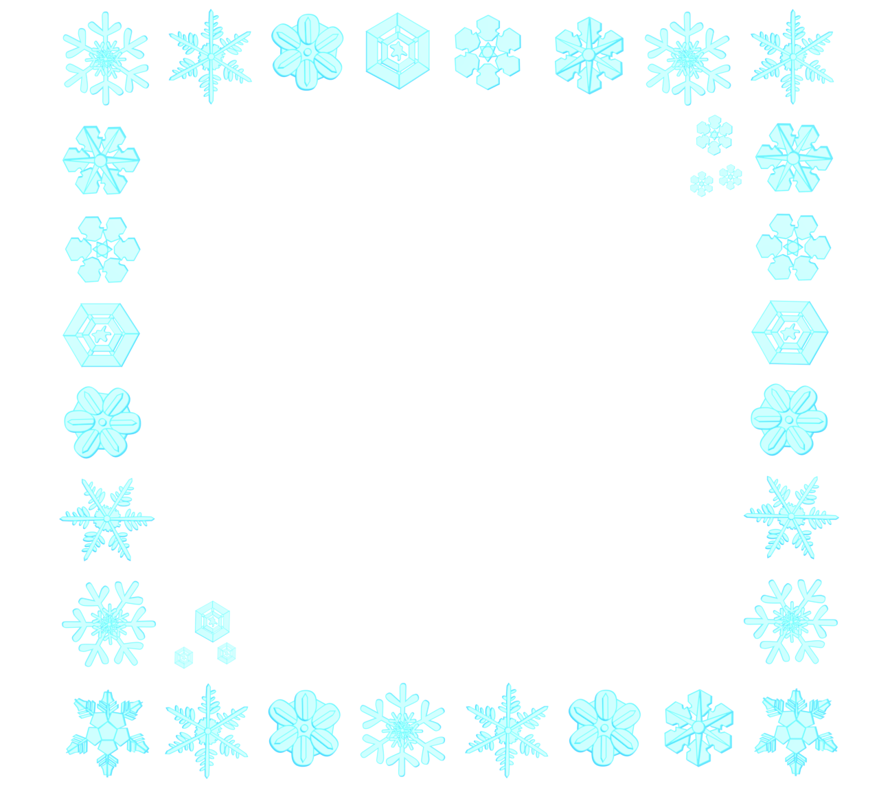 かわいい雪の結晶で囲む背景フレーム