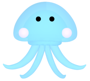 泳ぐ可愛いクラゲのイラスト