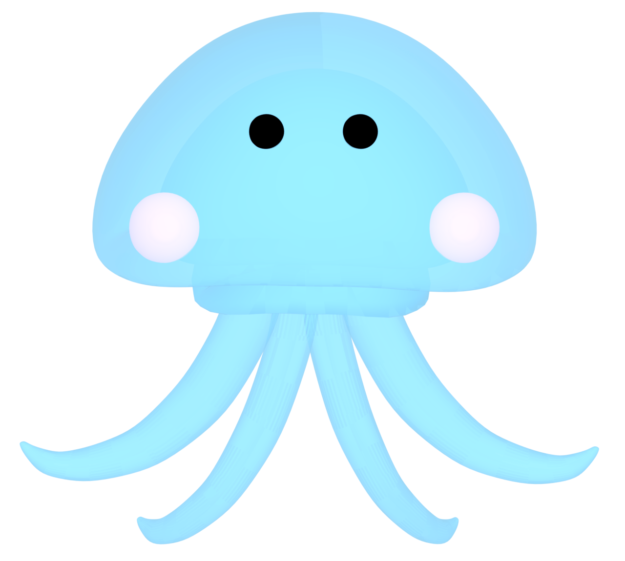 泳ぐ可愛いクラゲのイラスト