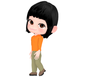 振り向くかわいい女性のイラスト