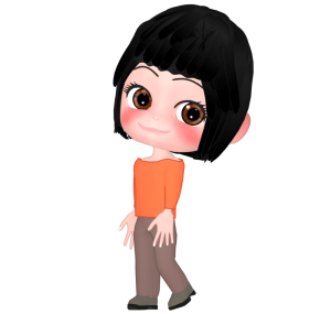 振り向くかわいい女性のイラスト