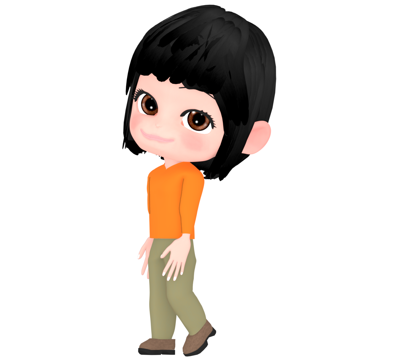 振り向くかわいい女性のイラスト