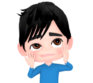 かわいく悩む男性のイラスト