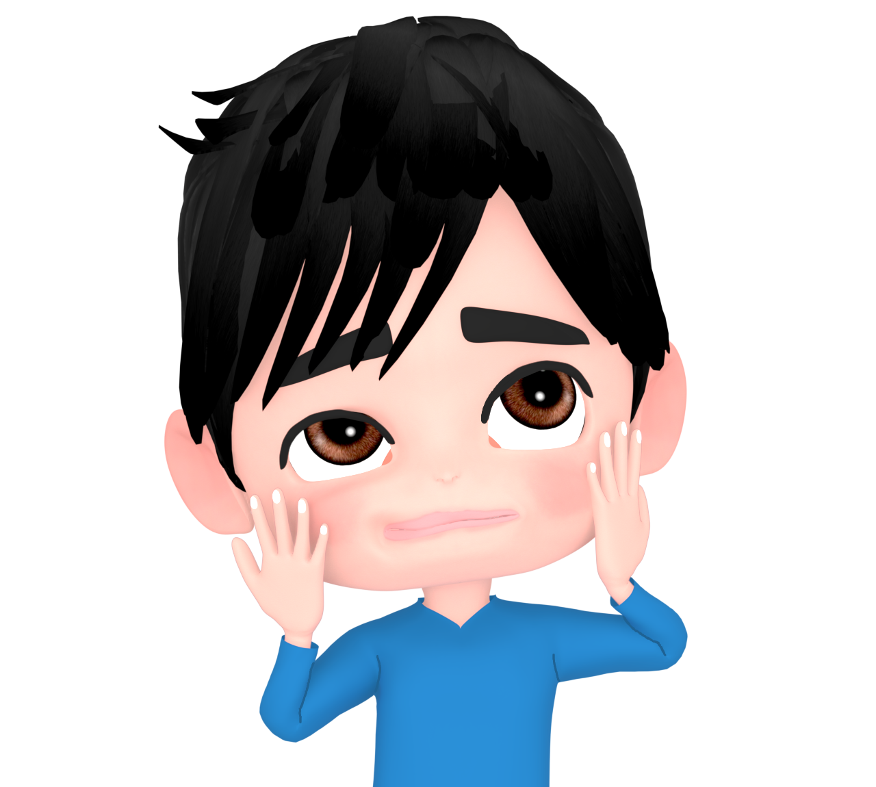 かわいく悩む男性のイラスト