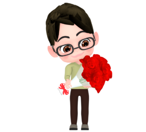 父の日に薔薇を貰うお父さんのイラスト