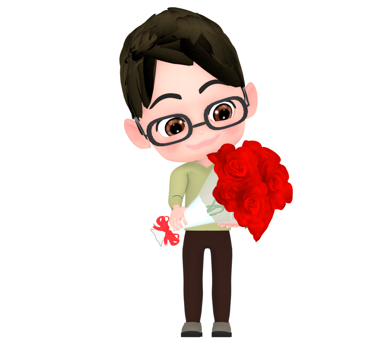 父の日に薔薇を貰うお父さんのイラスト