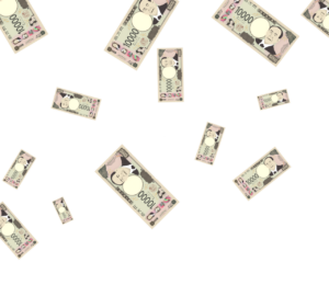 舞う札束のイラスト