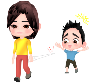 危ない傘の持ち方をしている迷惑な人のイラスト