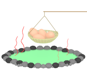 温泉で作る温泉卵のイラスト