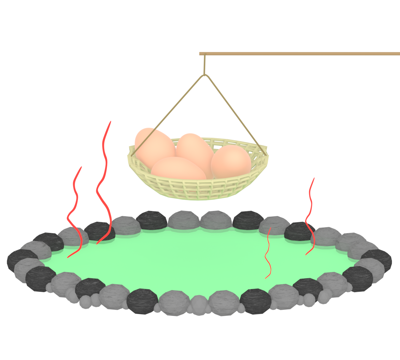 温泉で作る温泉卵のイラスト