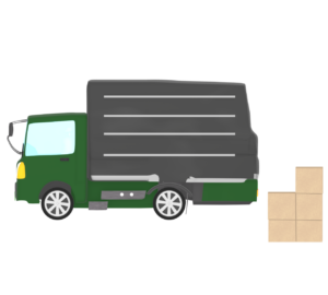 配送車と荷物のイラスト