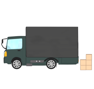 配送車と荷物のイラスト