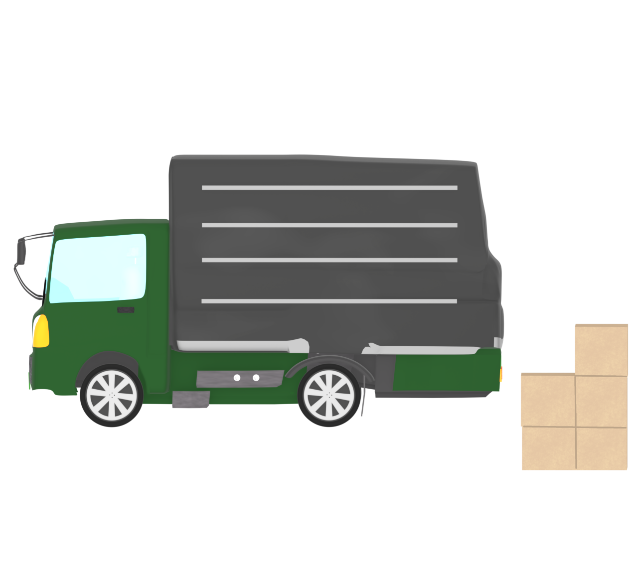配送車と荷物のイラスト