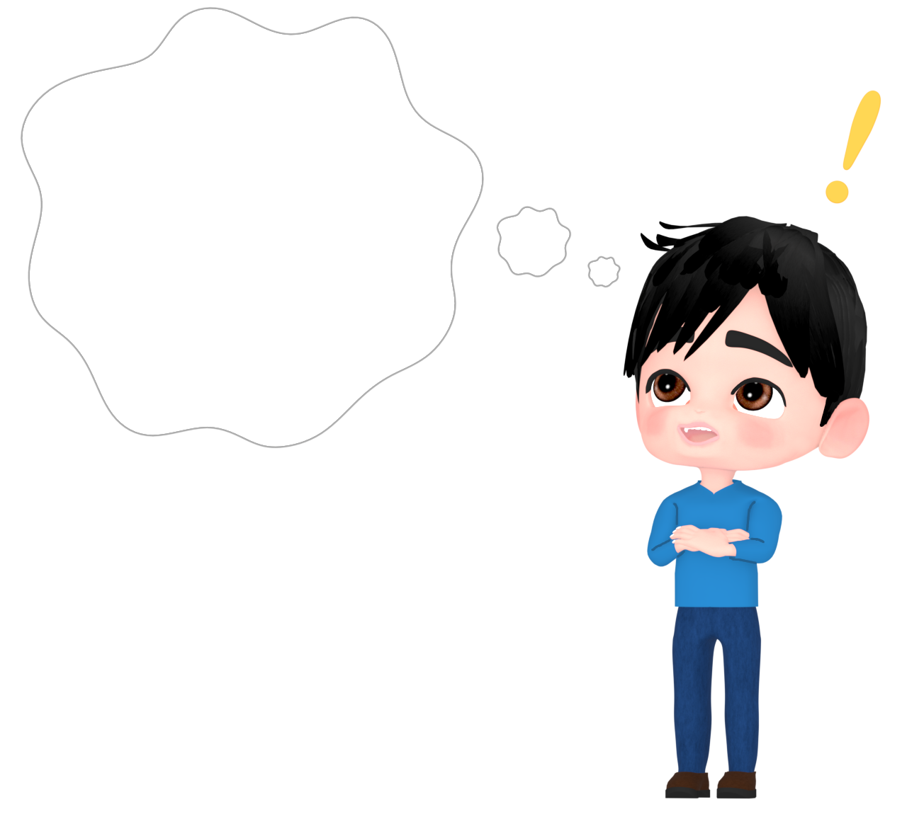 妄想で閃く男性のイラスト