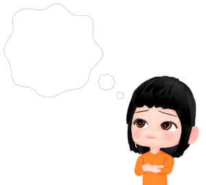 妄想をしながら腕を組む女性のイラスト