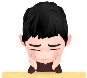 両手を顔にあてて落ち込む男性のイラスト