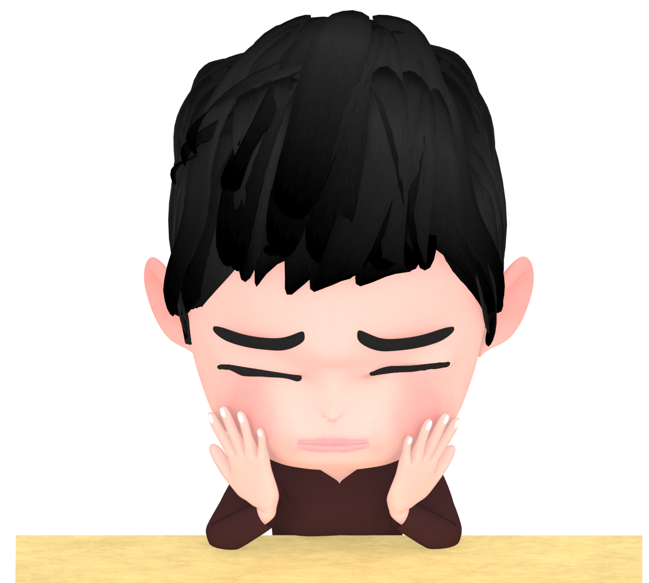 両手を顔にあてて落ち込む男性のイラスト