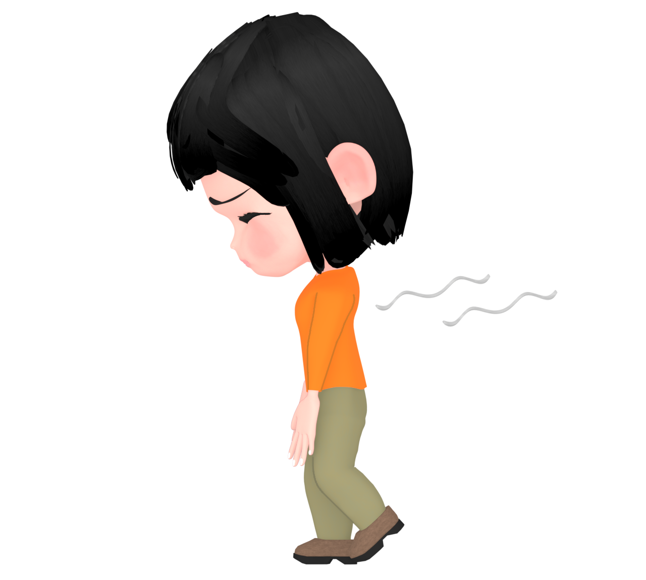 肩を落として歩く女性のイラスト