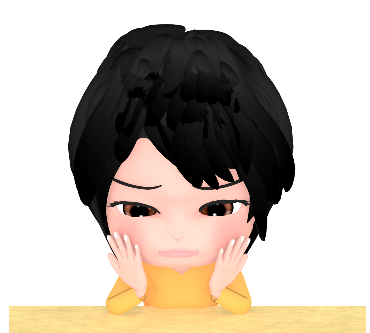 肘をついて落ち込む女性のイラスト