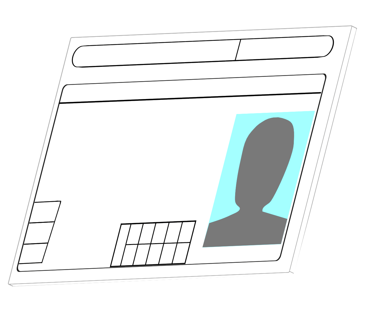 斜めから見る運転免許証のイラスト