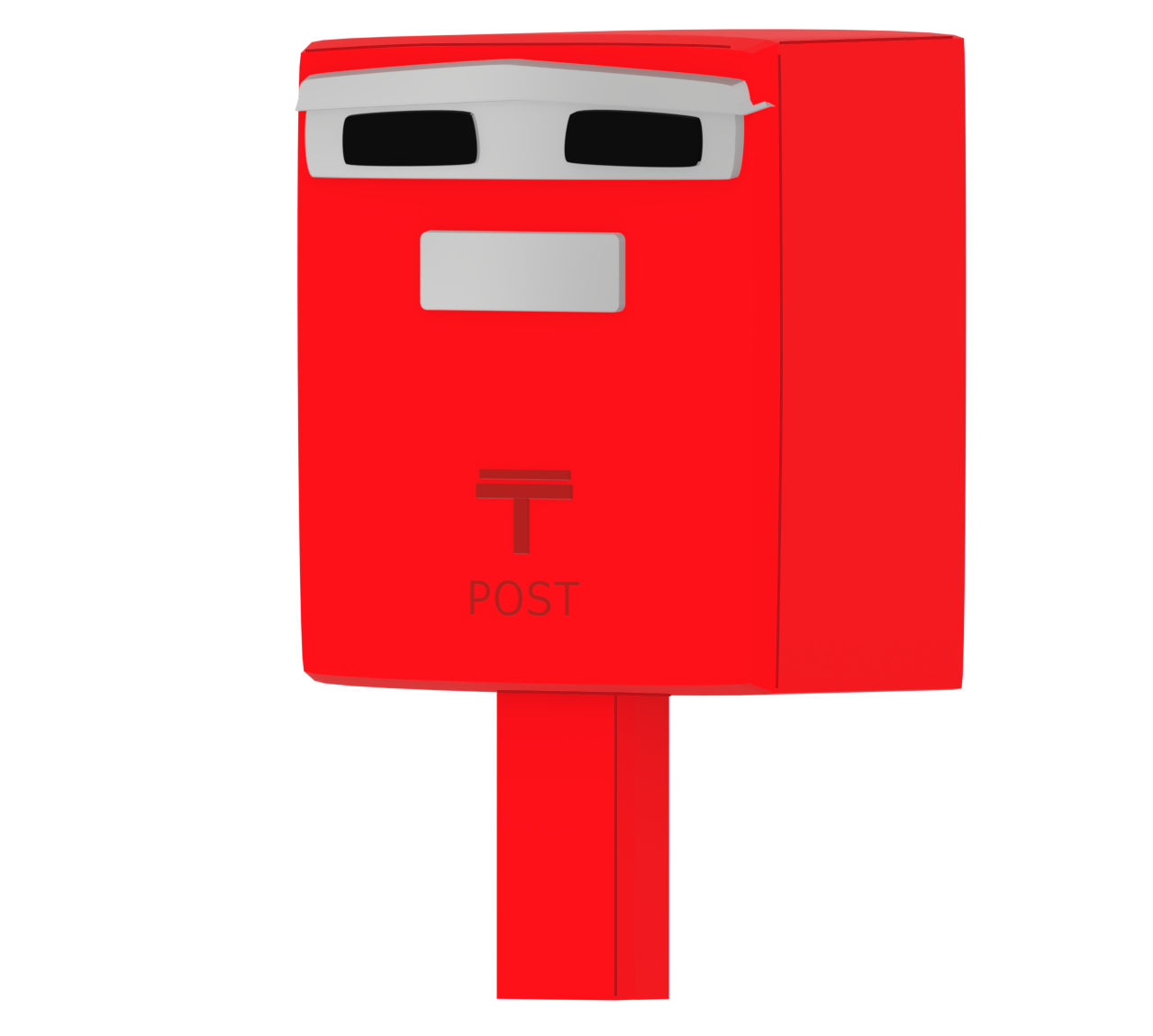 斜めから見る赤いポストのイラスト