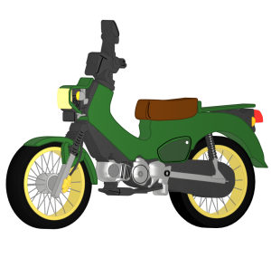 斜めから見るカブのバイクのイラスト