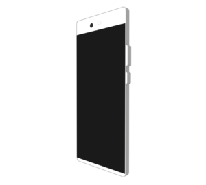 斜めから見た白いスマホのイラスト