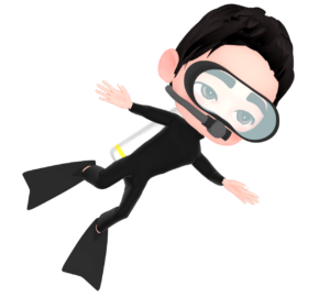 ダイビングをする男性のイラスト